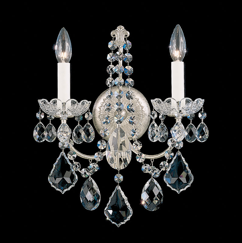 Schonbek 3651-48H Two Light Wall Sconce, Antique Silver