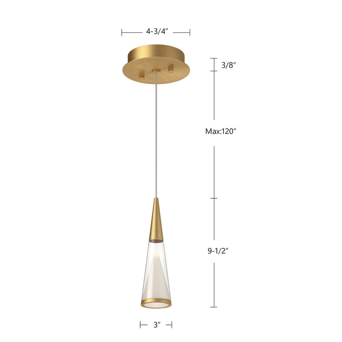 Kuzco Lighting 402401BG-LED LED Pendant, Brushed Gold
