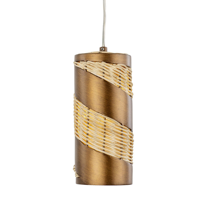 Varaluz 240M01BTR One Light Mini Pendant, Baguette/Natural Rattan