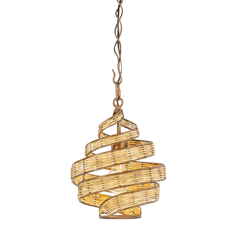 Varaluz 240P01BTR One Light Pendant, Baguette/Natural Rattan