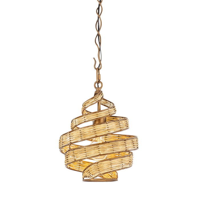 Varaluz 240P01BTR One Light Pendant, Baguette/Natural Rattan