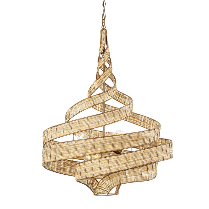 Varaluz 240P06LBTR Six Light Pendant, Baguette/Natural Rattan