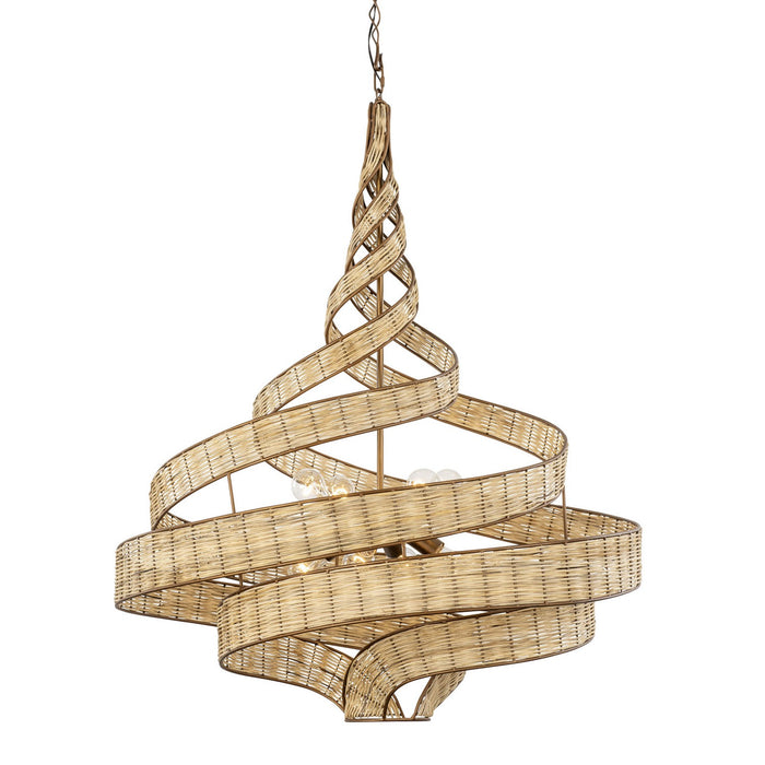 Varaluz 240P08BTR Eight Light Pendant, Baguette/Natural Rattan