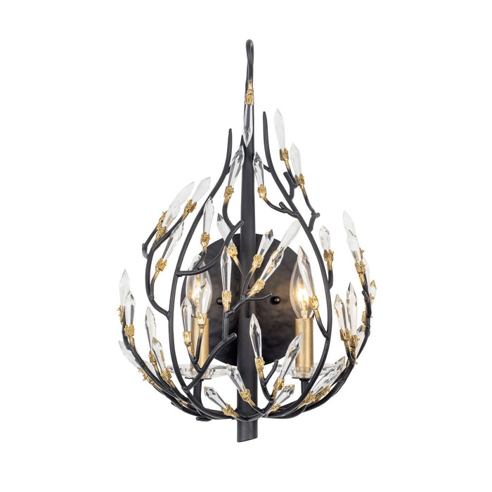 Varaluz 271K02MBFG Two Light Wall Sconce, Matte Black/French Gold