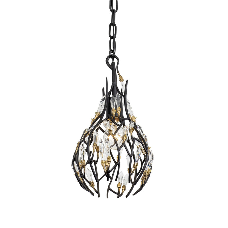 Varaluz 271M01MBFG One Light Mini Pendant, Matte Black/French Gold