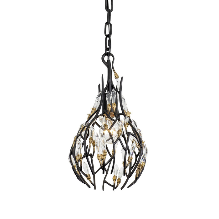 Varaluz 271M01MBFG One Light Mini Pendant, Matte Black/French Gold