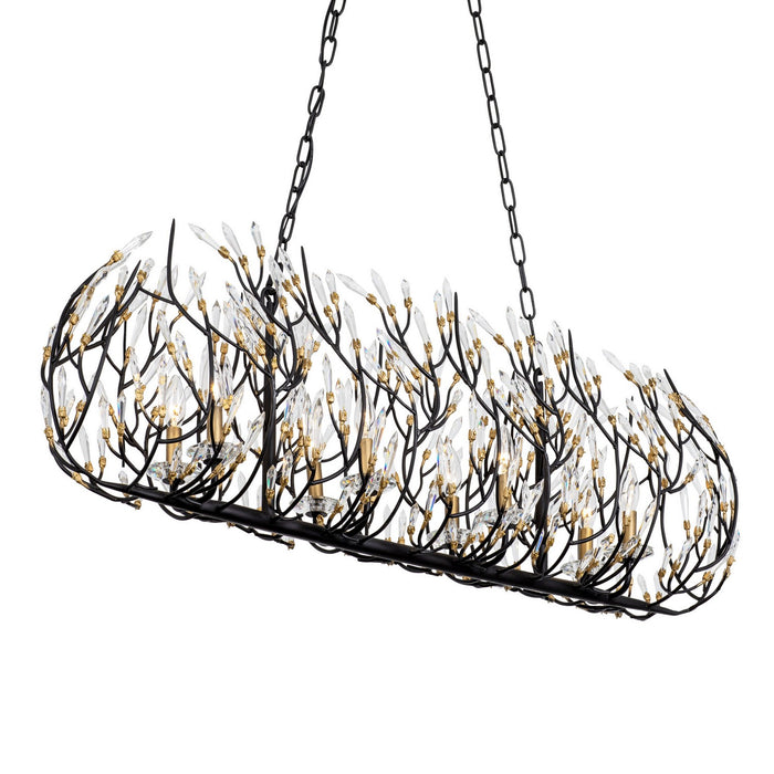 Varaluz 271N08MBFG Eight Light Linear Pendant, Matte Black/French Gold