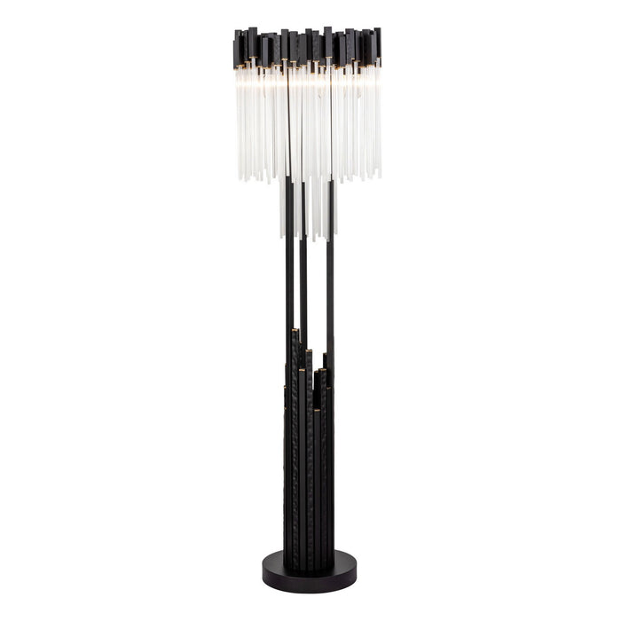 Varaluz 309L06MBFG Six Light Floor Lamp, Matte Black/French Gold