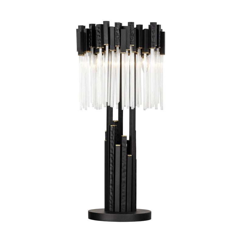 Varaluz 309T03MBFG Three Light Table Lamp, Matte Black/French Gold