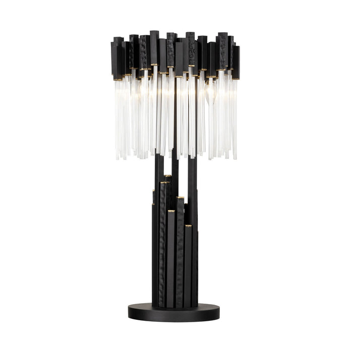 Varaluz 309T03MBFG Three Light Table Lamp, Matte Black/French Gold