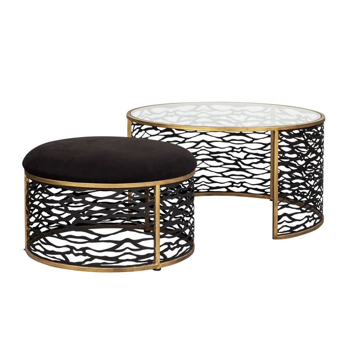 Varaluz 348TC32NHGCB Coffee Table and Ottoman, Havana Gold/Carbon