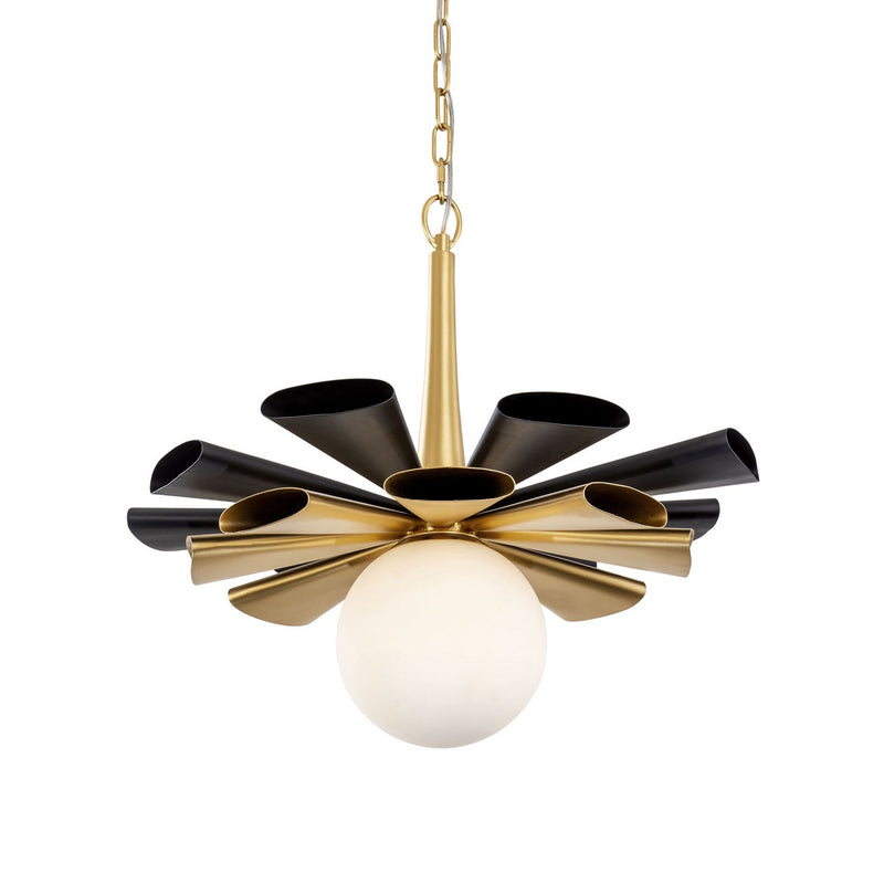 Varaluz 372P01LMBFG One Light Pendant, Matte Black/French Gold