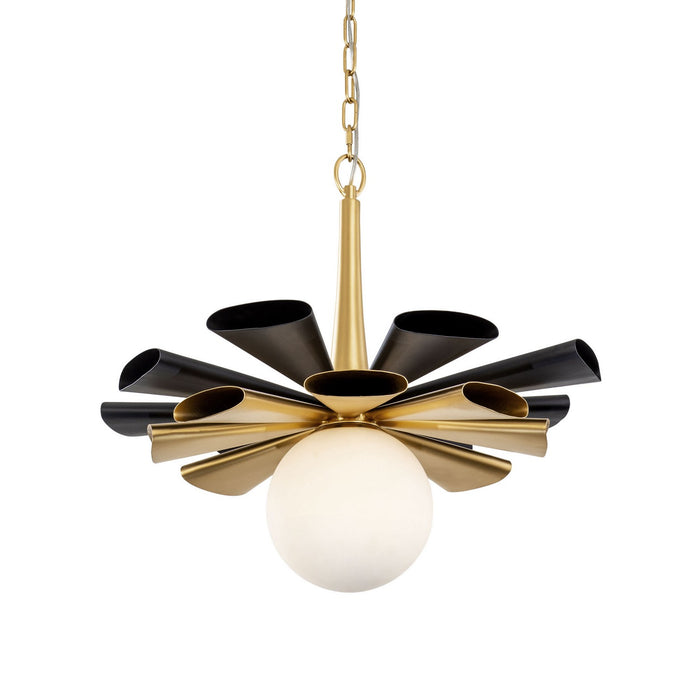 Varaluz 372P01LMBFG One Light Pendant, Matte Black/French Gold