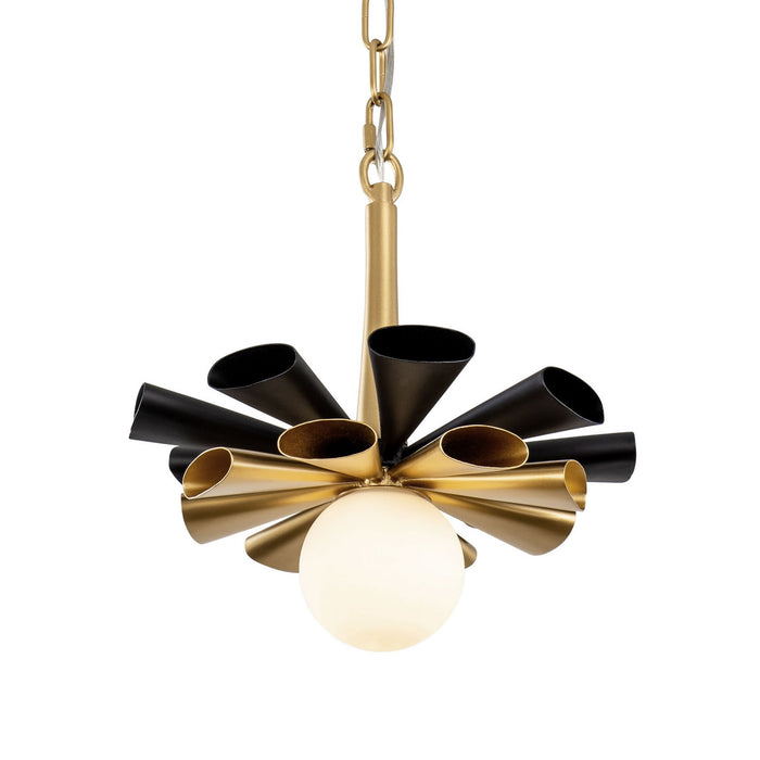Varaluz 372P01SMBFG LED Pendant, Matte Black/French Gold