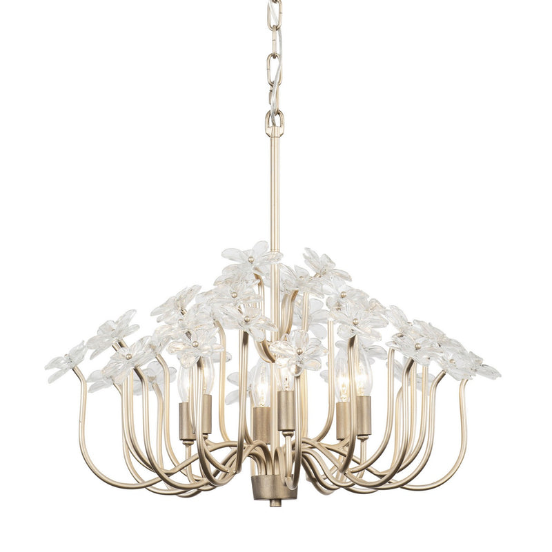 Varaluz 378C06GDAR Six Light Chandelier, Gold Dust/Artifact