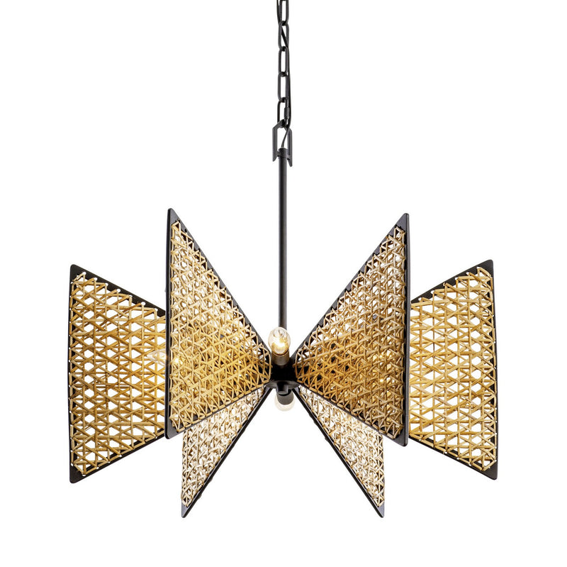 Varaluz 379C06MBS Six Light Chandelier, Matte Black/Sulihiya