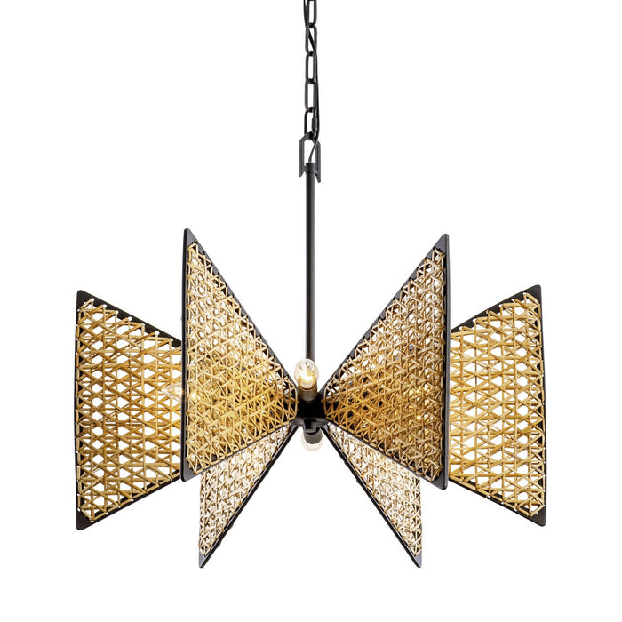 Varaluz 379C06MBS Six Light Chandelier, Matte Black/Sulihiya