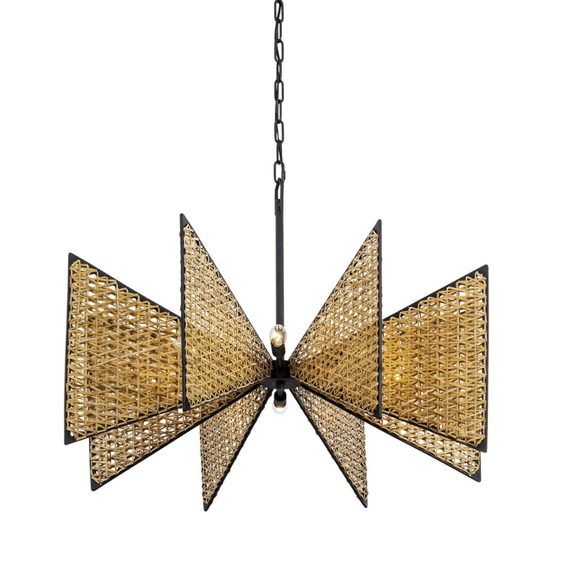 Varaluz 379C08MBS Eight Light Chandelier, Matte Black/Sulihiya