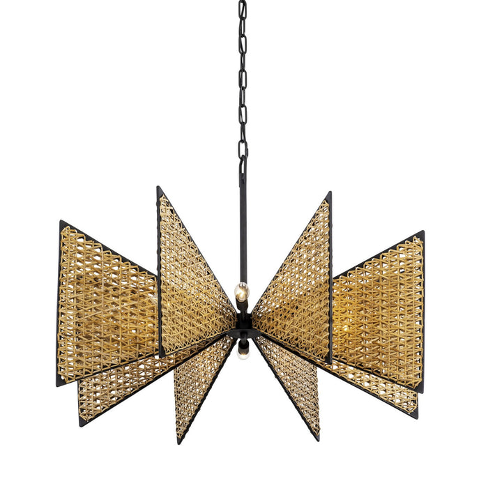Varaluz 379C08MBS Eight Light Chandelier, Matte Black/Sulihiya
