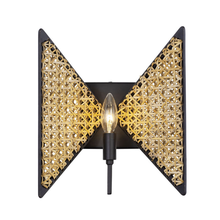 Varaluz 379W01MBS One Light Wall Sconce, Matte Black/Sulihiya