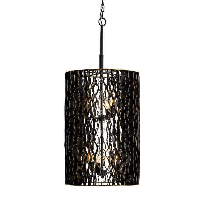 Varaluz 380F06MBFG Six Light Foyer Pendant, Matte Black/French Gold