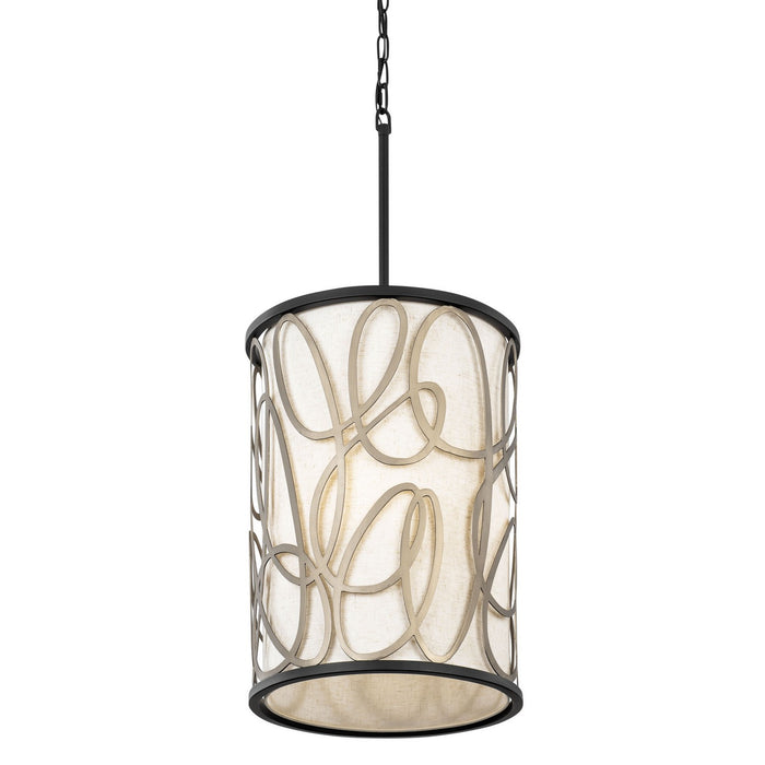 Varaluz 381F06MBAR Six Light Foyer Pendant, Matte Black/Artifact