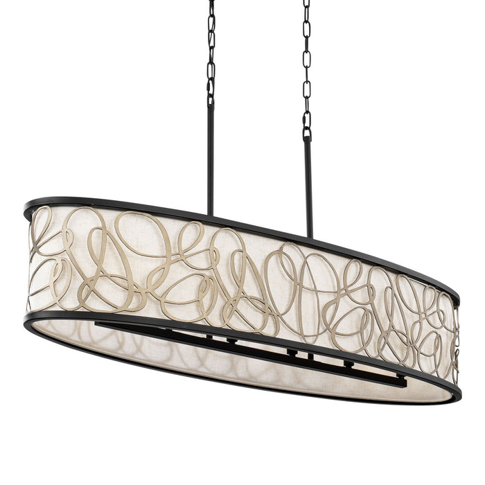 Varaluz 381N06MBAR Six Light Linear Pendant, Matte Black/Artifact