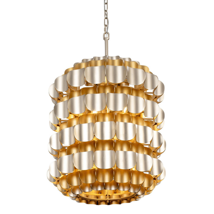 Varaluz 382F06AGGD Six Light Foyer Pendant, Antique Gold/Gold Dust