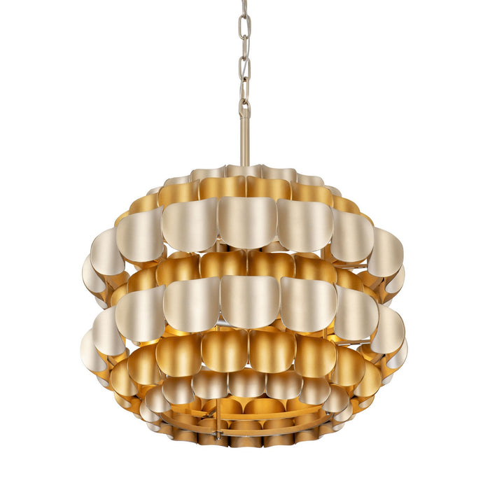 Varaluz 382P03AGGD Three Light Pendant, Antique Gold/Gold Dust