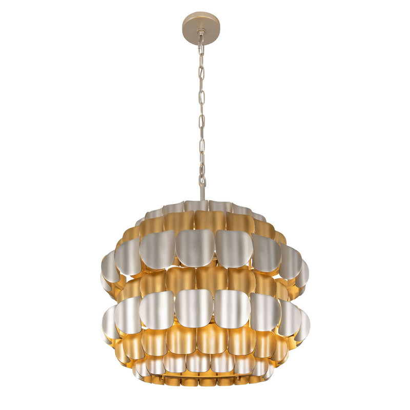 Varaluz 382P06AGGD Six Light Pendant, Antique Gold/Gold Dust