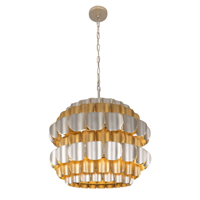 Varaluz 382P06AGGD Six Light Pendant, Antique Gold/Gold Dust