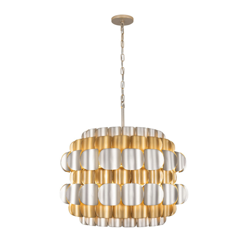 Varaluz 382P06AGGD Six Light Pendant, Antique Gold/Gold Dust