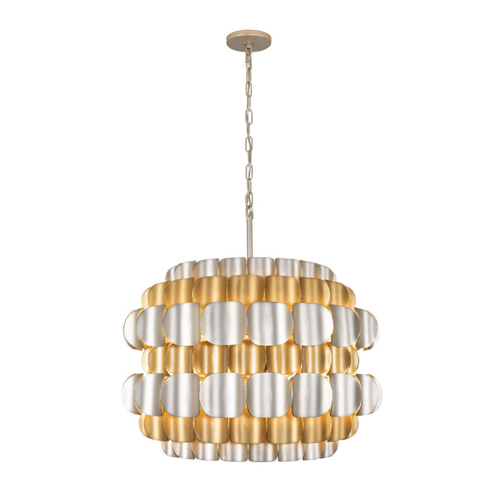 Varaluz 382P06AGGD Six Light Pendant, Antique Gold/Gold Dust