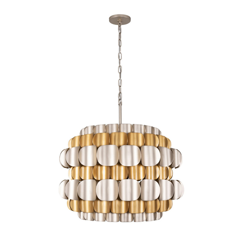 Varaluz 382P06AGGD Six Light Pendant, Antique Gold/Gold Dust