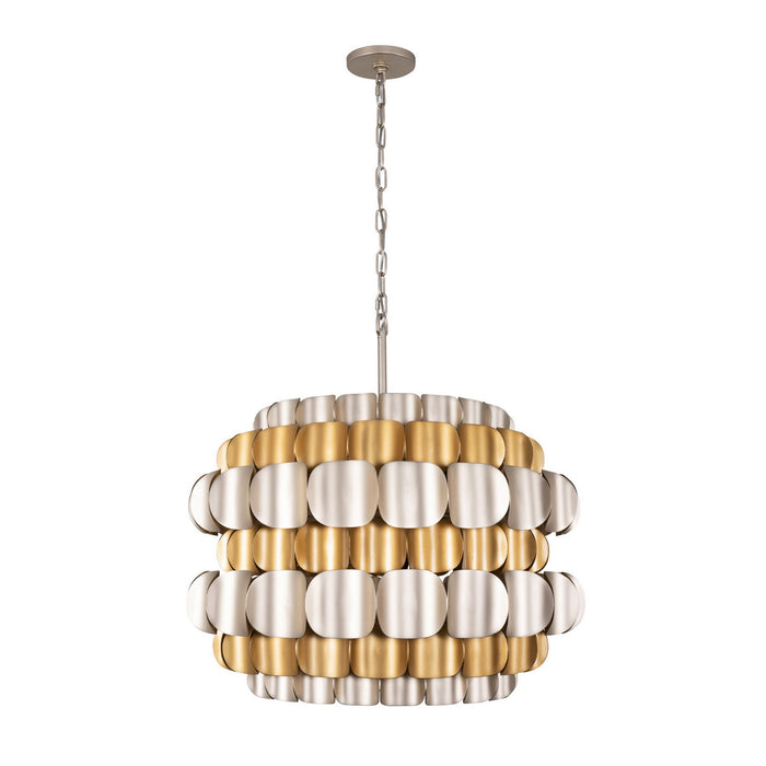 Varaluz 382P06AGGD Six Light Pendant, Antique Gold/Gold Dust