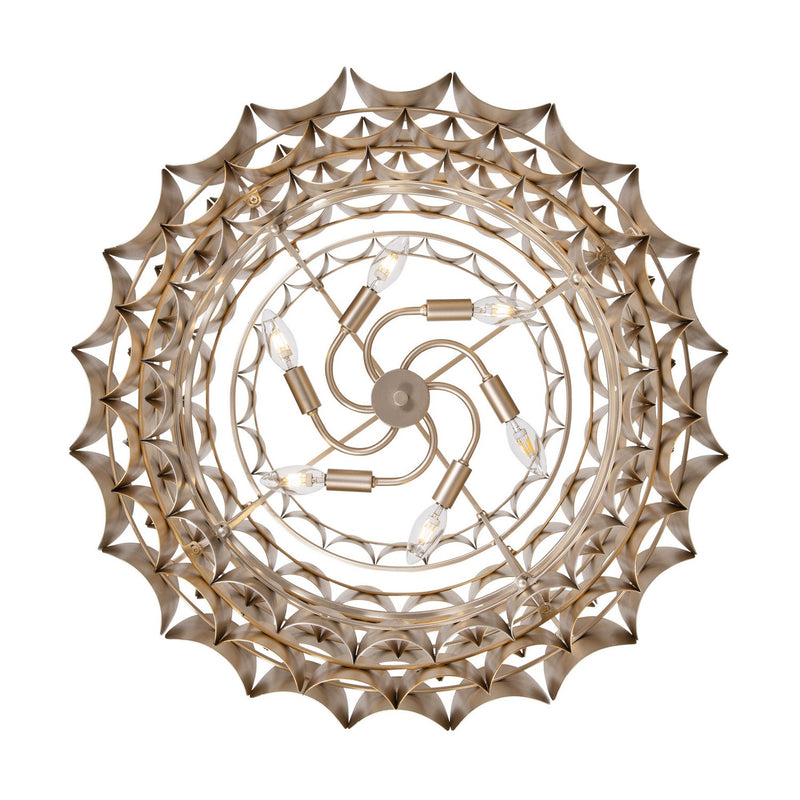 Varaluz 382P06AGGD Six Light Pendant, Antique Gold/Gold Dust