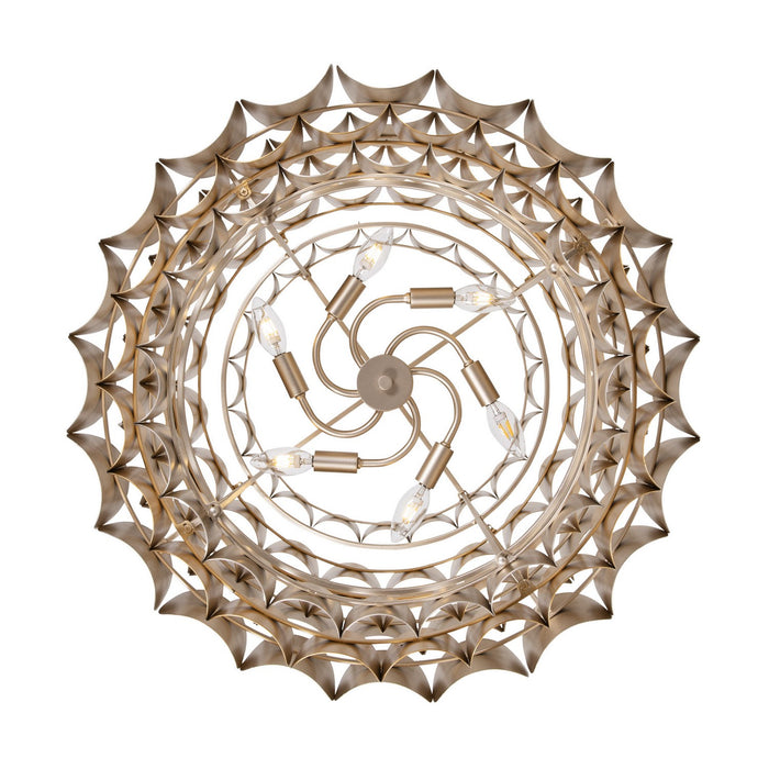 Varaluz 382P06AGGD Six Light Pendant, Antique Gold/Gold Dust