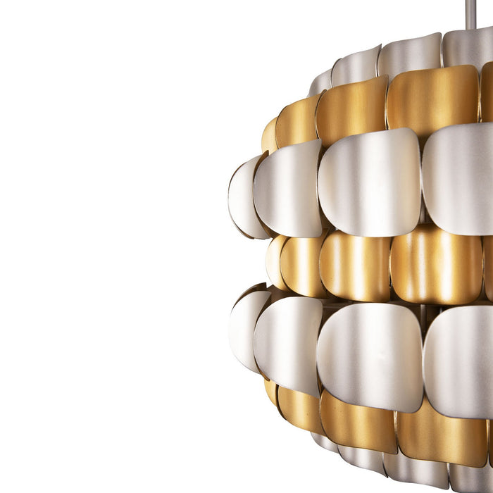 Varaluz 382P06AGGD Six Light Pendant, Antique Gold/Gold Dust