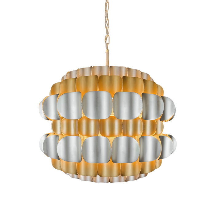 Varaluz 382P06AGGD Six Light Pendant, Antique Gold/Gold Dust