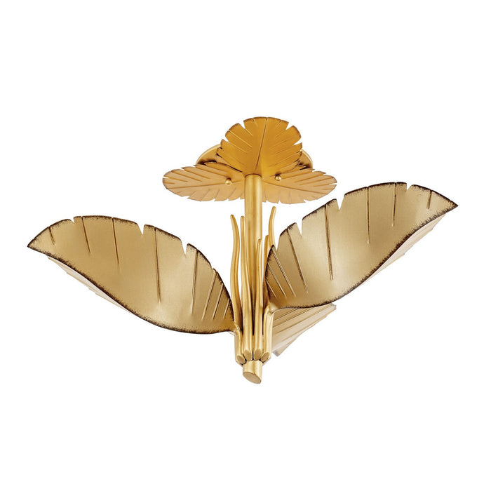Varaluz 901S03GO Three Light Semi-Flush Mount, Gold/Dark Edging
