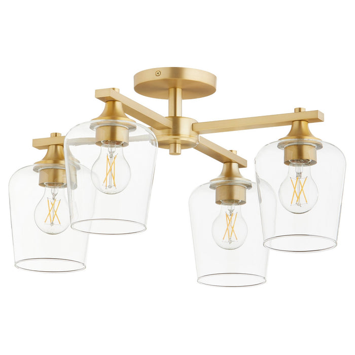 Quorum 358-4-80 Four Light Ceiling Mount, Aged Brass