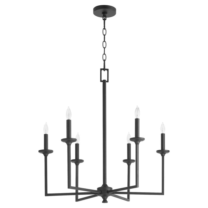 Quorum 6005-6-59 Six Light Chandelier, Matte Black