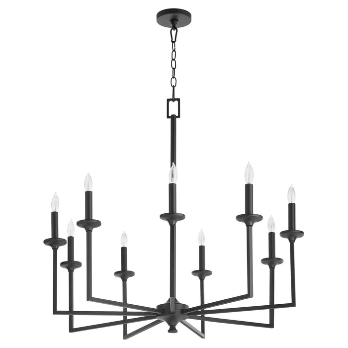 Quorum 6005-9-59 Nine Light Chandelier, Matte Black