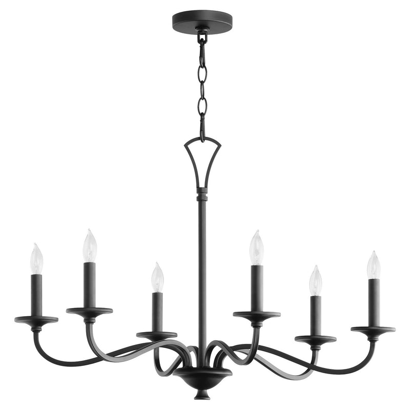 Quorum 6021-6-59 Six Light Chandelier, Matte Black