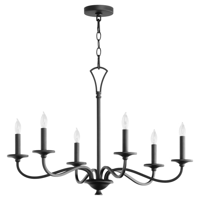 Quorum 6021-6-59 Six Light Chandelier, Matte Black