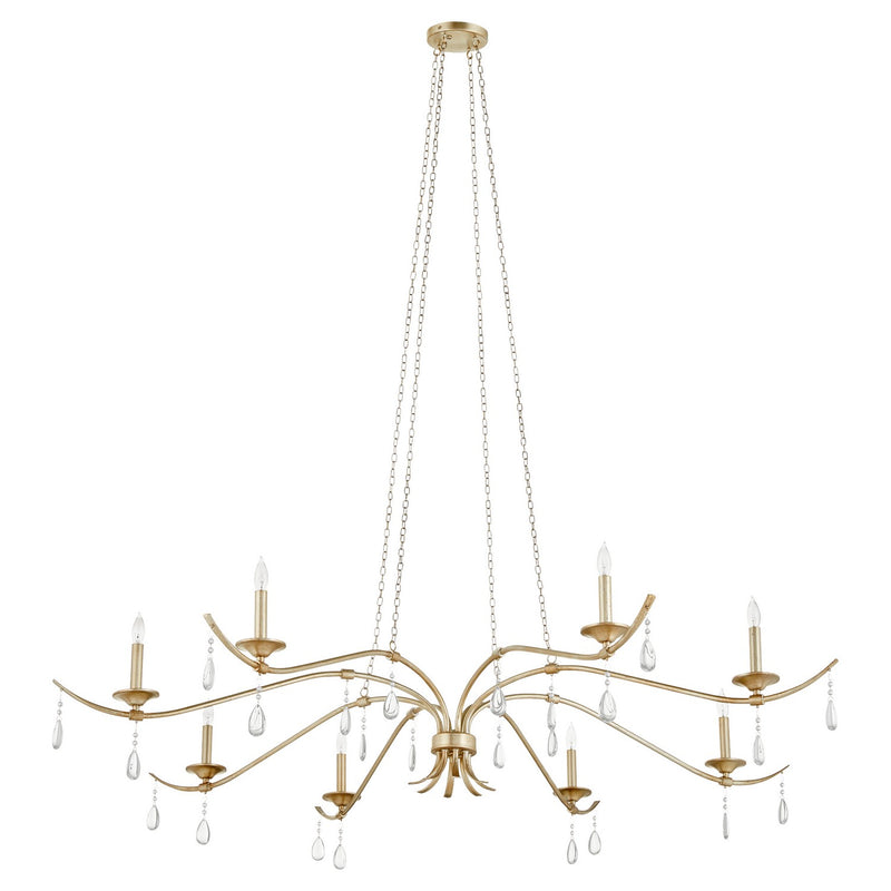Quorum 602-8-60 Eight Light Chandelier, Aged Silver Leaf