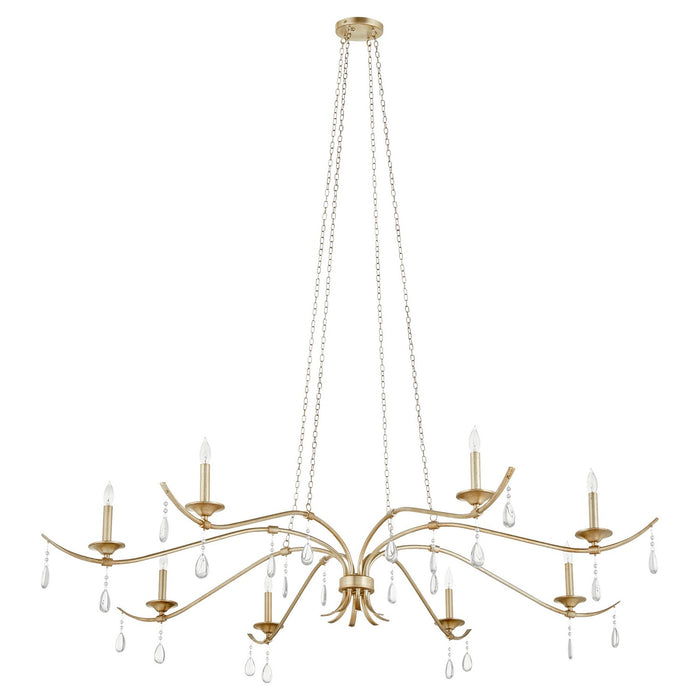 Quorum 602-8-60 Eight Light Chandelier, Aged Silver Leaf