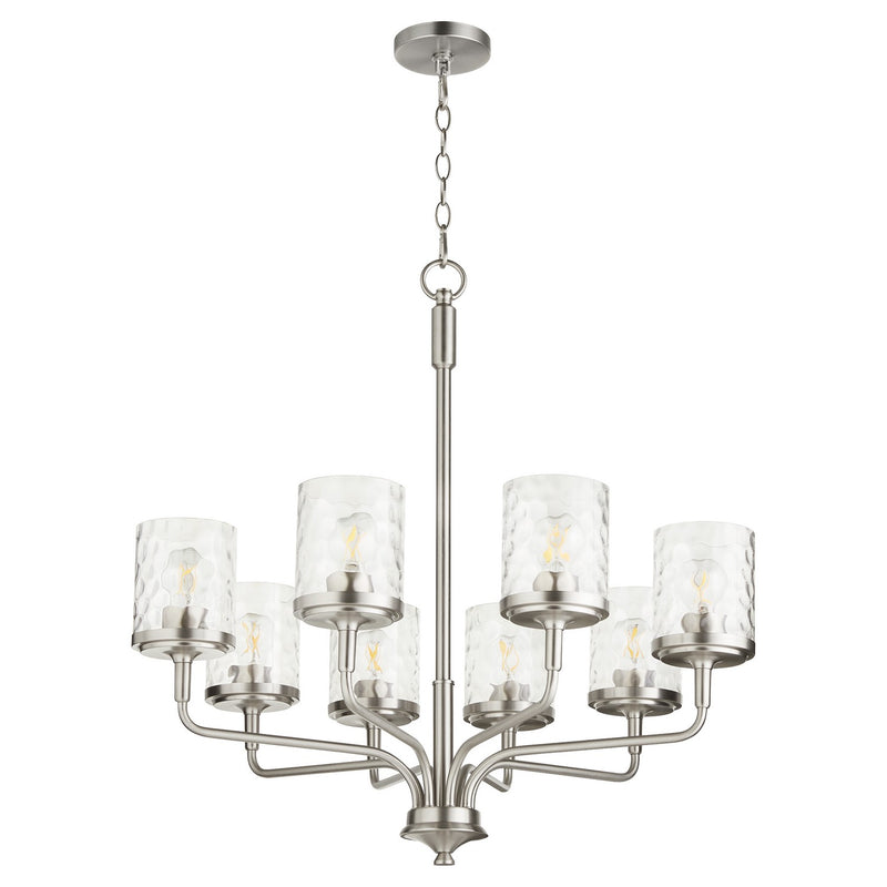 Quorum 617-8-65 Eight Light Chandelier, Satin Nickel