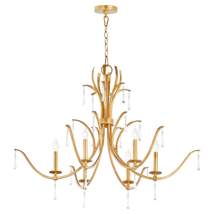 Quorum 620-6-74 Six Light Chandelier, Gold Leaf