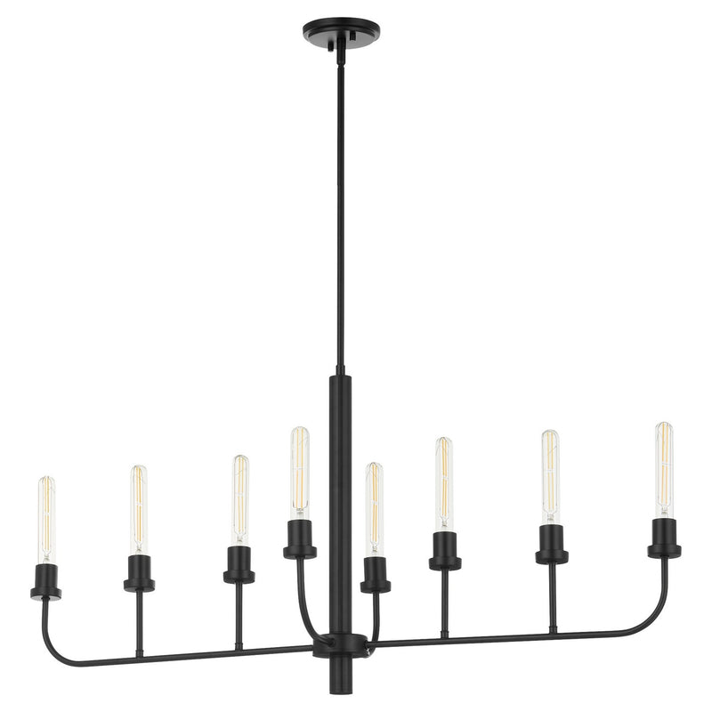 Quorum 622-8-59 Eight Light Linear Chandelier, Matte Black